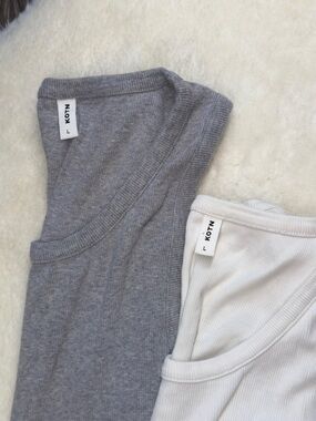 MENS KOTN Ribbed Tank Tops - Gray & White 2 Pack - Large
